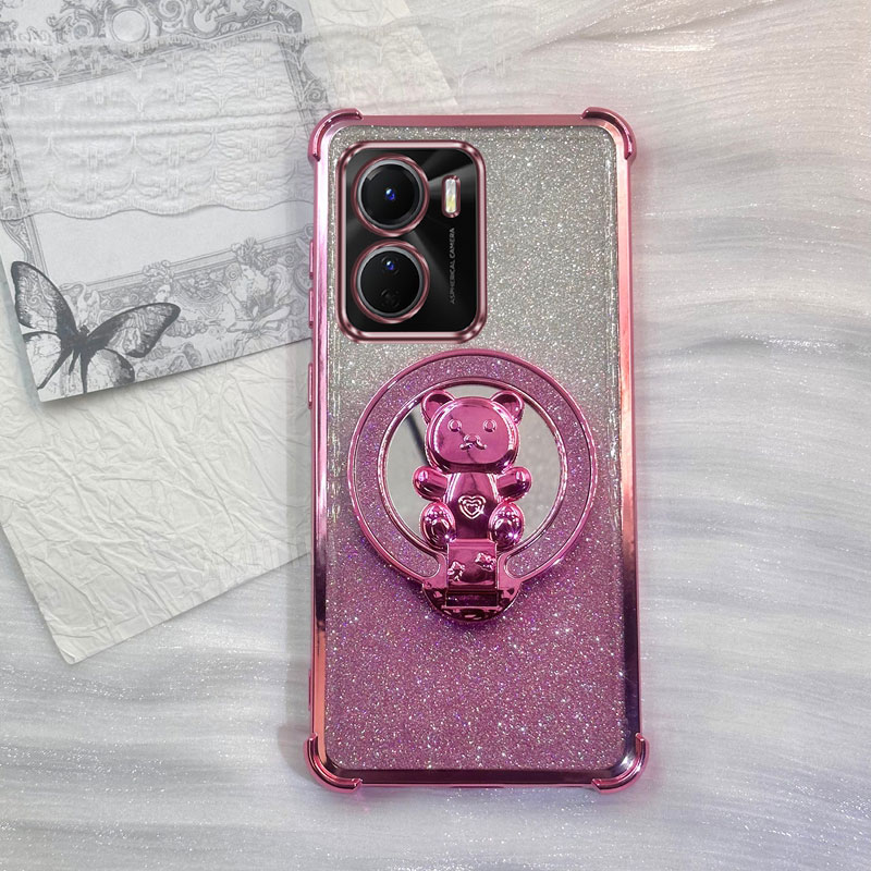 Vivo Y28 - Casing Pemegang Ponsel Berhias Glitter Berbentuk